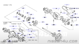 Achteras rechts Nissan Terrano2 38164-8F301 + 44020-0F001 + 36530-0F001