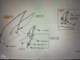Glass run rubber-front door, left-hand Nissan Primera P11/ WP11 80331-2F004 Original.