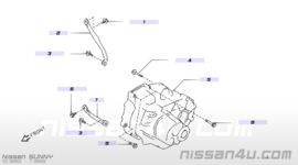 Voorste bevestigingsstang versnellingsbak aan motorblok Nissan 30431-77A00 B12/ B13/ N13/ N14/ P10/ W10/ Y10 Gebruikt.