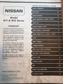 Service Manual '' Model B11 & N12 series '' Nissan Sunny B11 & Nissan Cherry N12 SM2E-N1B1G0 Gebruikt.