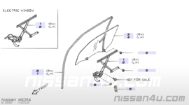 Raammechanisme met motor linksvoor Nissan Micra K11 80701-4F112