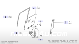 Glass run rubber-front door, left-hand Nissan Terrano2 R20 80331-7F000 Used part.