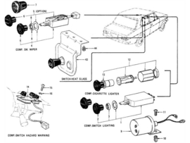 Lichtschakelaar Datsun Sunny B110 25160-H4600 Gebruikt.