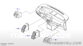 Kachelventilatierooster middenpaneel links Nissan Micra K12 68751-AX601