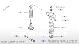 Veerpootlager achteras Nissan 55320-BM400 N16/ P12/ V10 Nieuw