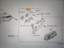 Afdichtrubber koplamp Nissan Terrano2 R20 26029-0X000 Gebruikt.