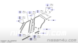 Garnish-windshield pillar, right-hand Nissan Bluebird T72 76911-Q9001 (76911-D4000 76911-D4001 76911-D4002 76911-D4003) Used part.