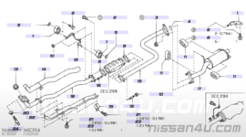 Middendemper uitlaat CG10DE Nissan Micra K11 20030-99B02 Nieuw.