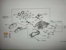 Remblokset achteras Nissan Cabstar F24 44060-MB40A Nieuw.