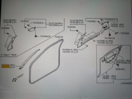 Afdekkap A-stijl links Nissan Micra K11 76912-6F802 Gebruikt.