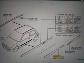 Sierstrip portier rechtsvoor Nissan Micra K11 80870-6F800 Gebruikt.