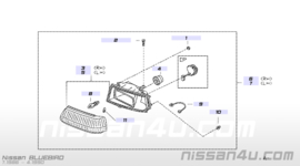 Koplamp rechts Nissan Bluebird T72 B6010-Q9203 (IKI 1193) Gebruikt.