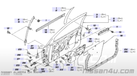 Voorste raamgeleiding rechts Nissan Almera N16 80214-BM600