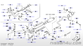 Uitlaatsteun einddemper Nissan Micra K10 20741-01B70 Origineel.