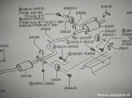 Muffler exhaust main E10/ E13/ E15 Nissan Sunny N13 hatchback 20100-59A60 Original.
