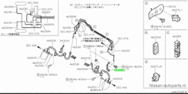 Montagesteun remslang linksvoor Nissan Primera P12 54315-AU020 Gebruikt.