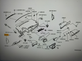 Afdekkap montagebout dashboard links Nissan Micra K14 68499-5FA0A gebruikt.