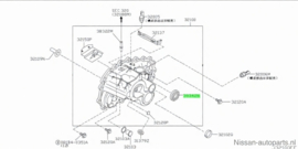 Oliekeerring versnellingsbak Nissan 38342-8H500 F15/ J10/ JJ10/ J11/ P12/ T30/ T31/ T32 Origineel.