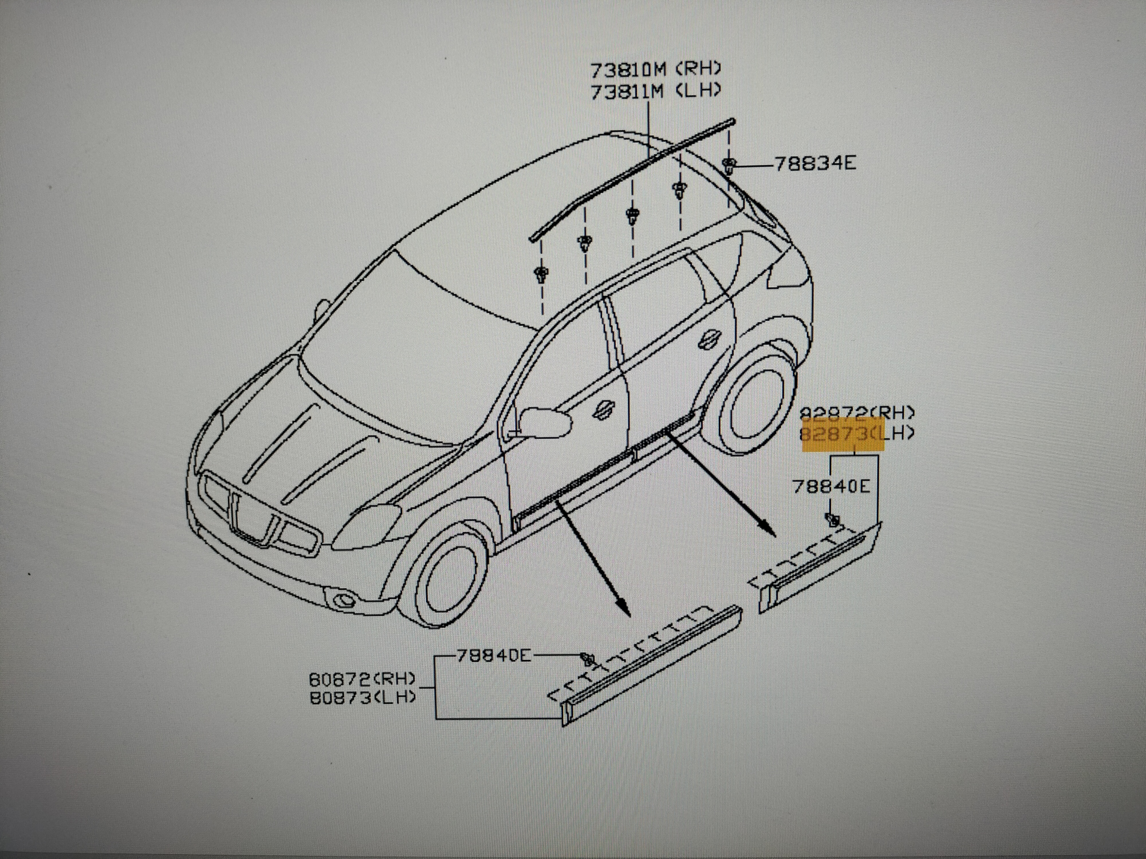 Sierstrip portier linksachter Nissan Qashqai J10 82871-JE20C Gebruikt.