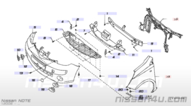 Steun voorbumper rechts Nissan Note E11 62224-9U000 Origineel.