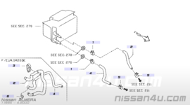 Bovenste kachelslang (inlet) GA14DE/ GA16DE Nissan 92400-55C01 B13/ N14/ N15 Gebruikt.