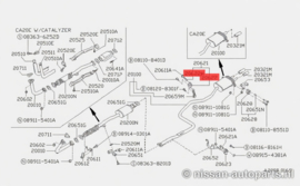 Uitlaatrubber Nissan 20650-01B01 B13/ C32 K10/ N14/ N14/ N15 T12/ T72 Nieuw.