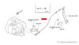 Koppelingskabel Nissan Micra K10 30670–05B00 Gebruikt.