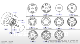 Cap-disc wheel Nissan Micra K11. 14 inch 40315-2F105 Damage.