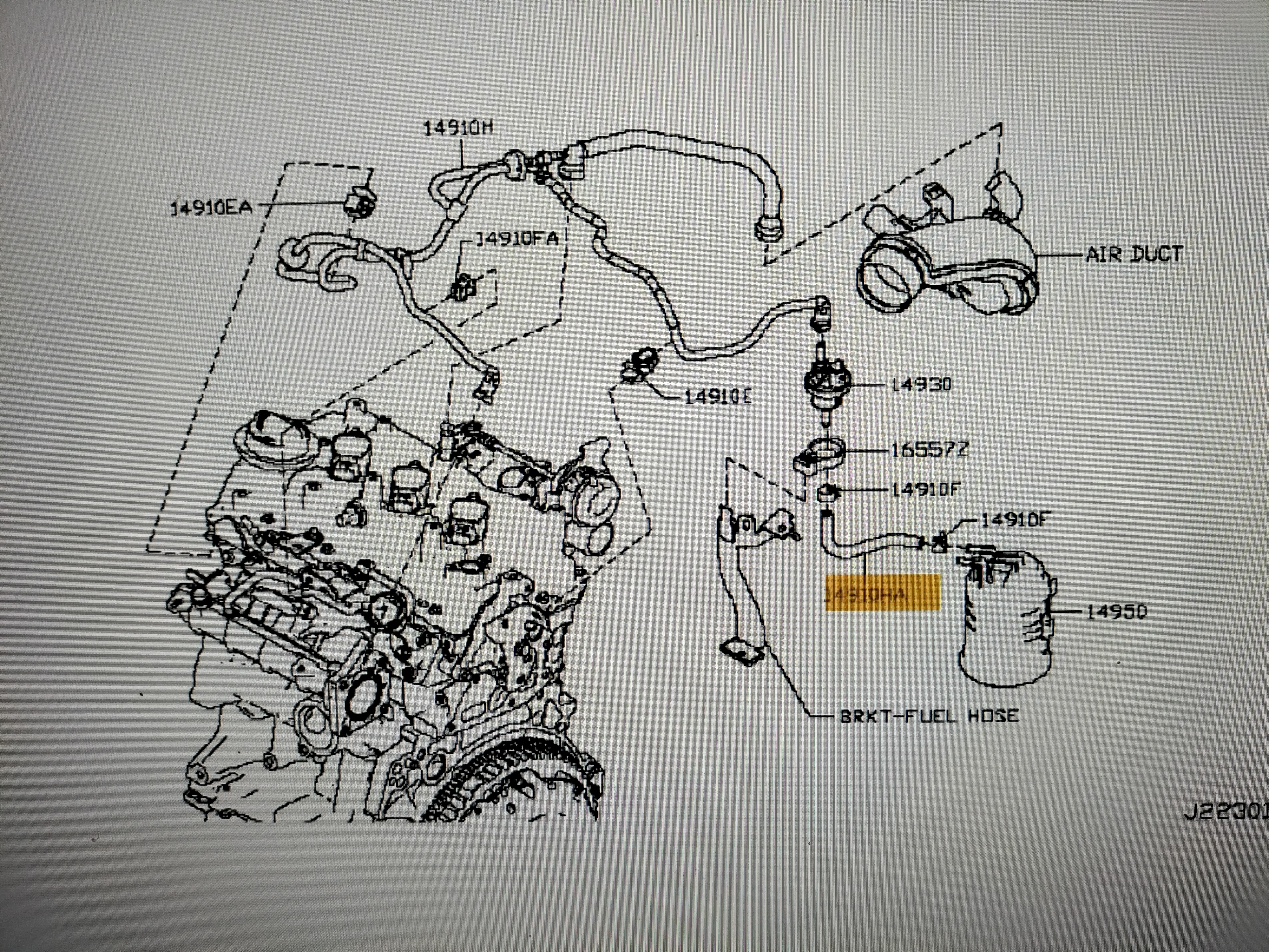 Hose-anti evaporation control BR10DE/ HR09DET/ HR10DDT/ HR10DET Nissan Micra K14 14912-5FN0A Used part.