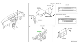 Bedieningspaneel Nissan Primera P12 28395-BA020 Gebruikt.