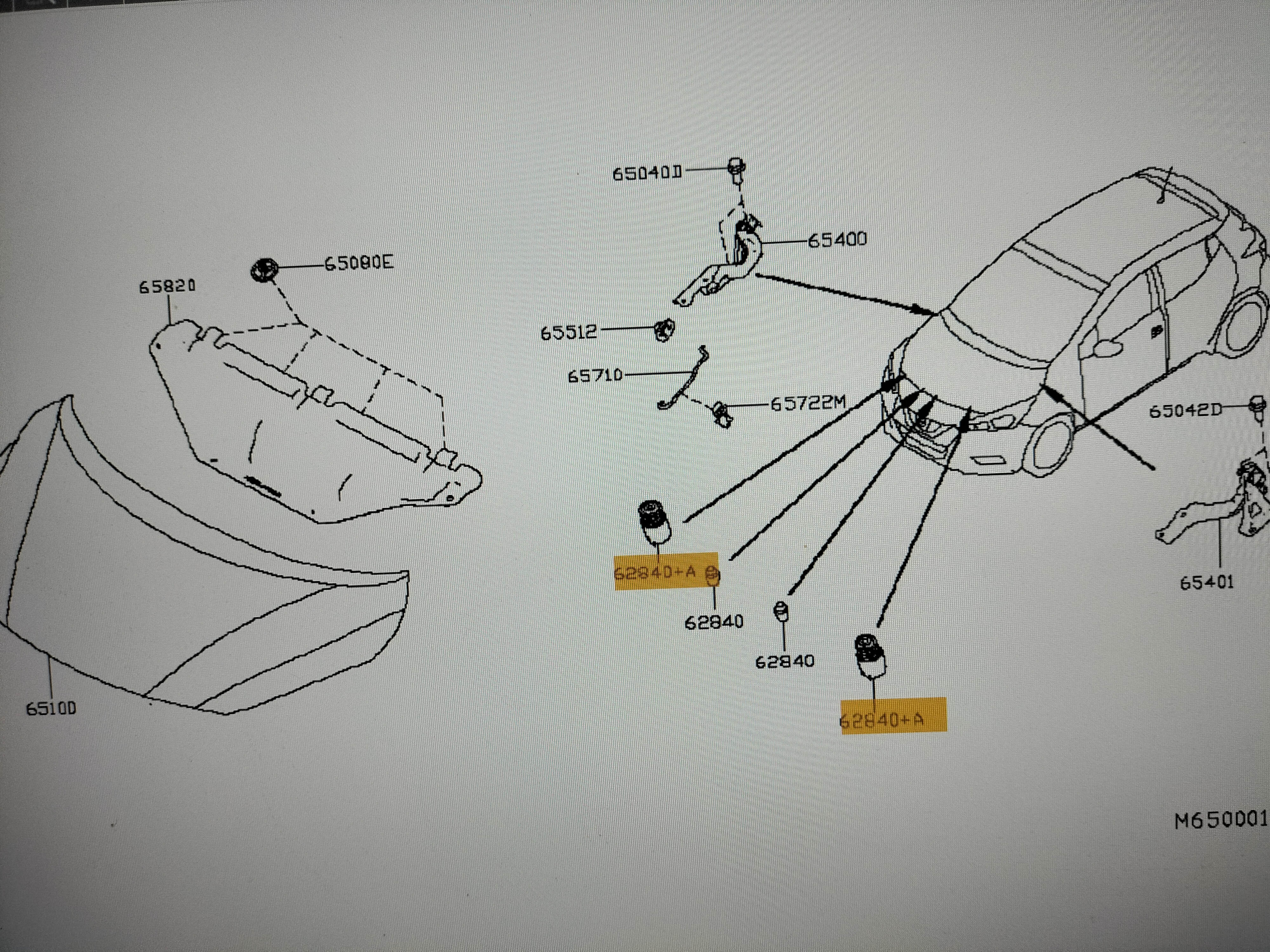 Aanslagrubber motorkap Nissan Micra K14 65822-5RB0A Gebruikt.