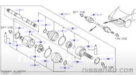 Aandrijfas linksvoor CD20 Nissan Almera N15 39101-0M900