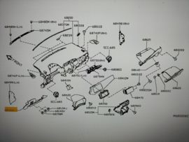 Afdekkap stuurhoogteverstelling Nissan Micra K14 68106-5FA4A Gebruikt.