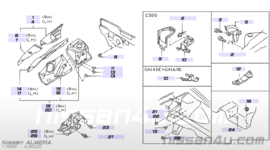 Montageklem / Houder brandstoffilter Nissan 16419-62J10 B13/ N14/ N15/ Y10 Gebruikt.