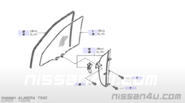 Raammechanisme linksvoor Nissan Almera Tino V10 80701-BU010