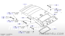 Handgreep plafond Nissan Almera N15 bijrijderszijde 73940-2N200