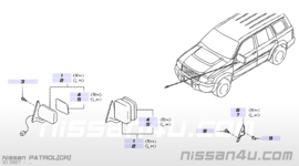 Buitenspiegelglas links Nissan Patrol Y61 96366-VB370 Origineel.