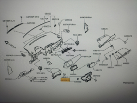 Cover-instrument lower, center Nissan Micra K11 68922-5FA2A (68922-5FA1A) Used part.