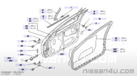 Deurscharnier bovenste rechtsvoor Nissan Sunny N14 80400-62C00 Origineel.