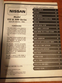 Service manual '' Model F22, H40 series '' Face-lift october 1986. Nissan Cabstar / Atlas
