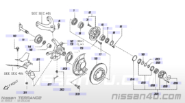 Wiellagerset vooras Nissan Terrano2 R20 40210-0F000 + 40215-0F000 + 40232-0F000