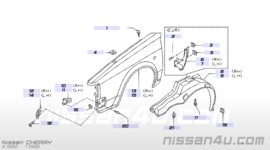 Fender-front, right-hand Nissan Cherry N12 63112-16M00 Original.