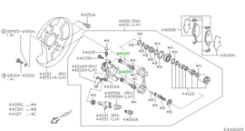 Remklauwgeleidepenset achteras Nissan 44140-70J25 K11/ N16/ P10/ P11/ V10/ WP11 Incompleet.