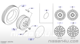 Sierdoppenset 15 inch Nissan Micra K12 40315-AX700 Gebruikt.