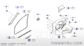 Deurrubber linksvoor Nissan almera N16 76922-BM600