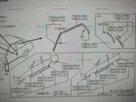 Moulding-roof drip, rear right-hand Nissan Sunny B11 76818-36A00 2-doors sedan. Original.