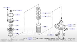 Veerpoot rechtsvoor wit/groen Nissan Almera N16 54302-BN825 + 54010-BM420