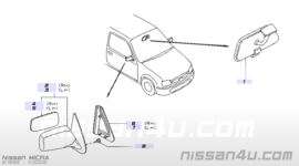 Cover-mirro body, right-hand Nissan Micra K11 96301-**** (TJ4) (011156)