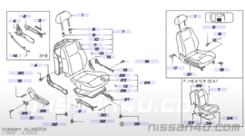 Stoelbekleding rugleuning bijrijdersstoel Nissan Almera N15 87620-0N201 Gebruikt.