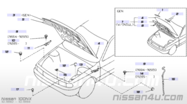 Motorkapscharnier rechts Nissan 100NX B13 65400-61Y20 TJ4 = lichtblauw